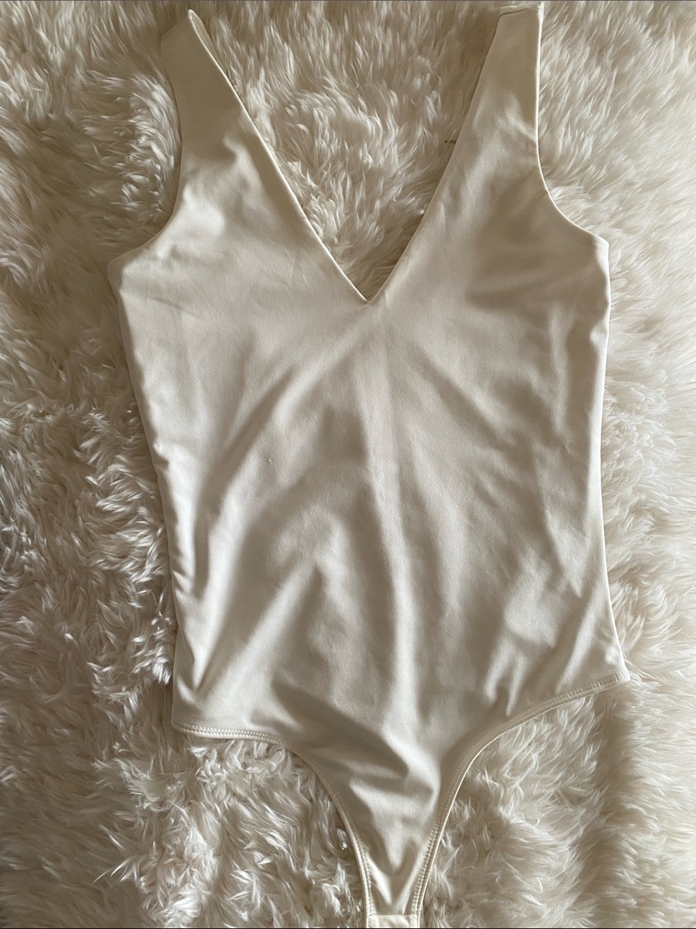 White Tank Top V-Neck Bodysuit. Small